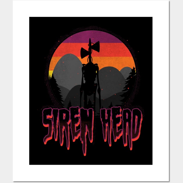 Scary Siren Head vintage sunset meme Wall Art by opippi